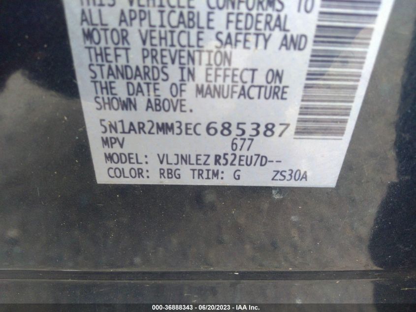 2014 NISSAN PATHFINDER SV - 5N1AR2MM3EC685387