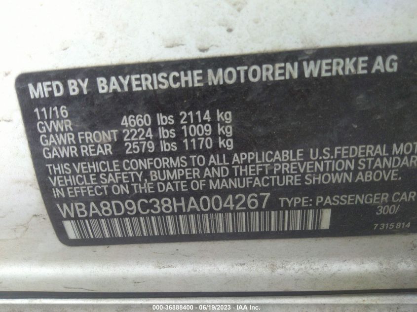 2017 BMW 3 SERIES 330I XDRIVE - WBA8D9C38HA004267