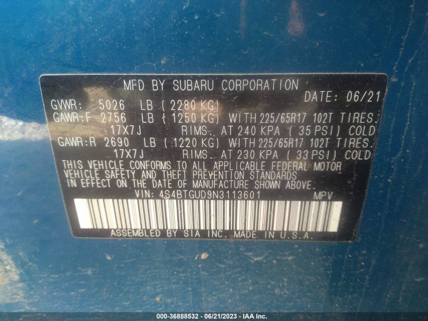 2022 SUBARU OUTBACK WILDERNESS - 4S4BTGUD9N3113601