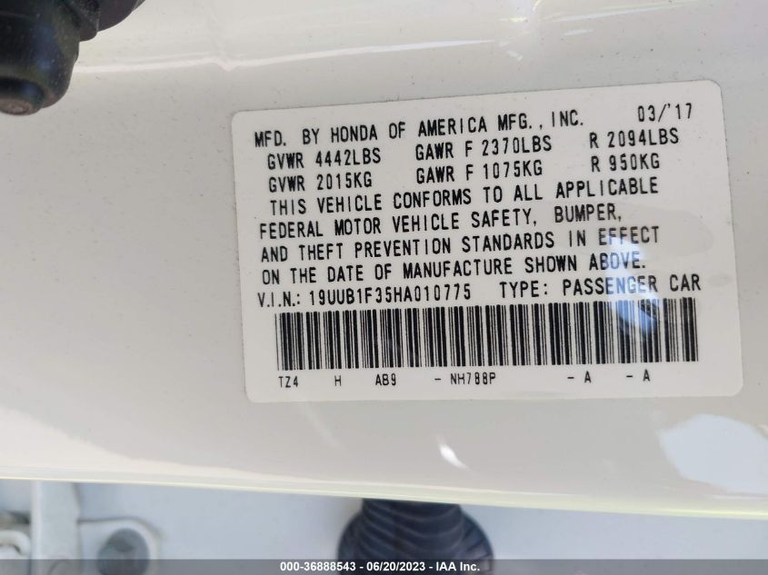 2017 ACURA TLX - 19UUB1F35HA010775