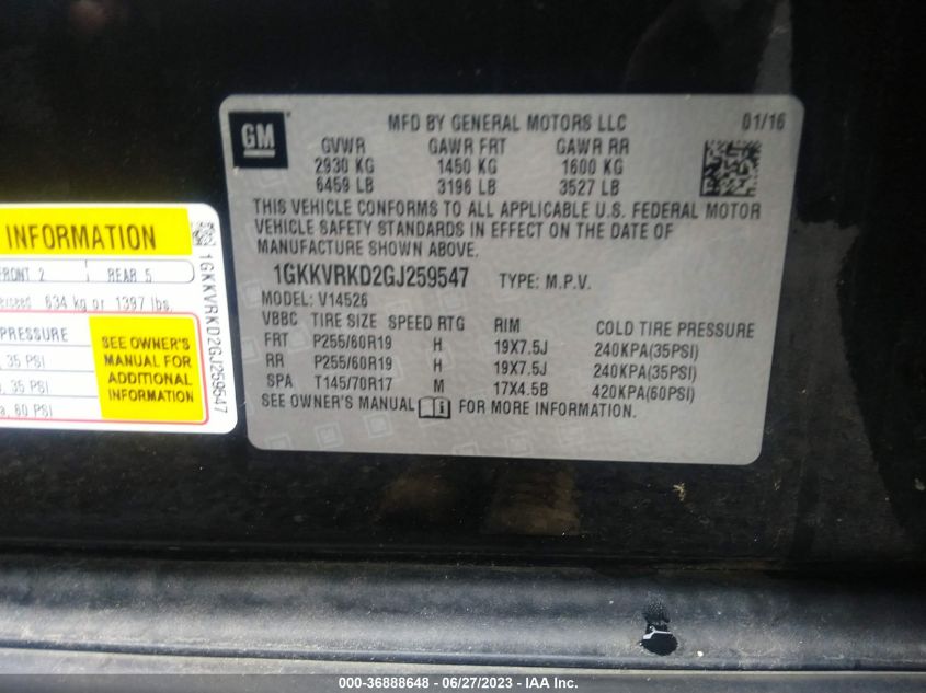 2016 GMC ACADIA SLT-1 - 1GKKVRKD2GJ259547