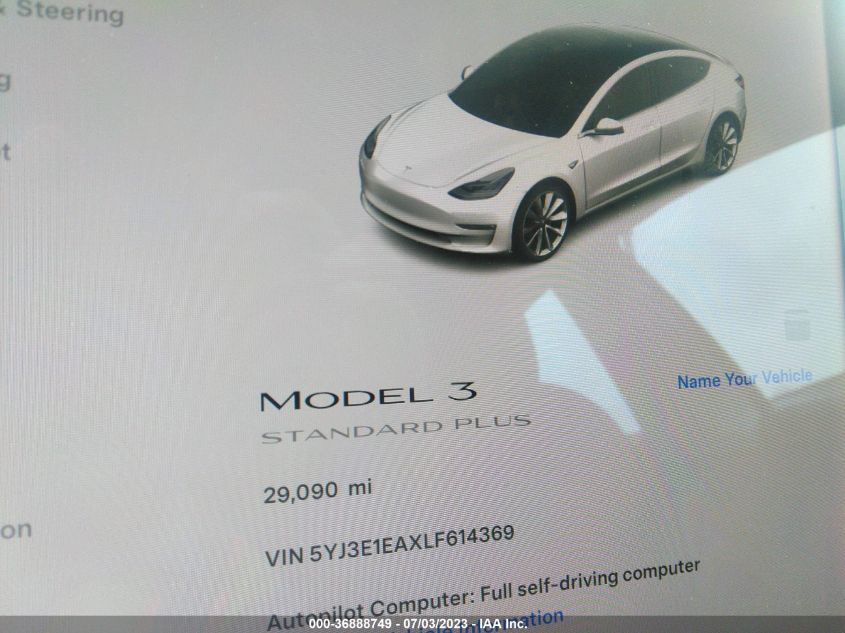 2020 TESLA MODEL 3 - 5YJ3E1EAXLF614369