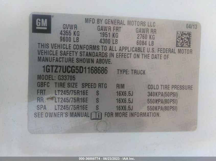 2013 GMC SAVANA CARGO VAN 1GTZ7UCG5D1168686