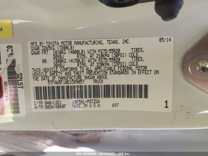 2014 TOYOTA TUNDRA 4WD TRUCK PLATINUM/1794 - 5TFAW5F10EX389057