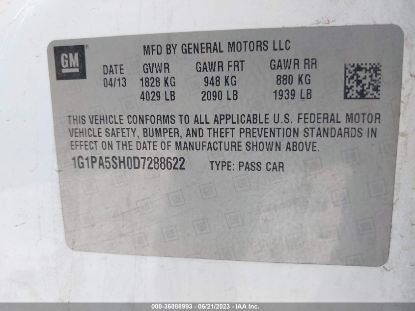 2013 CHEVROLET CRUZE LS - 1G1PA5SH0D7288622