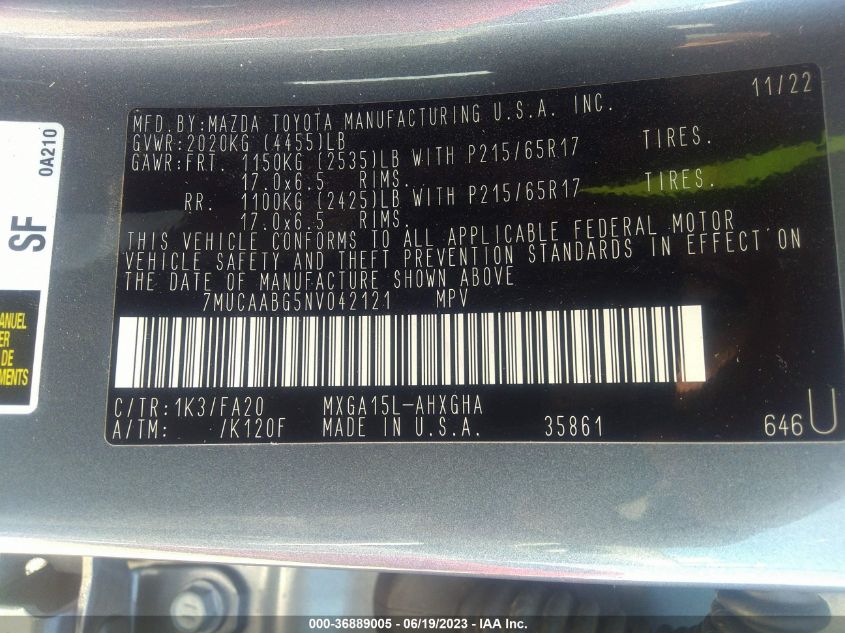 2022 TOYOTA COROLLA CROSS LE - 7MUCAABG5NV042121