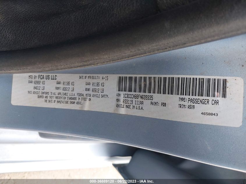 2015 CHRYSLER 200 LIMITED - 1C3CCCAB8FN699335