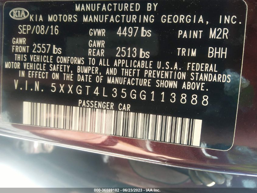 2016 KIA OPTIMA LX - 5XXGT4L35GG113888
