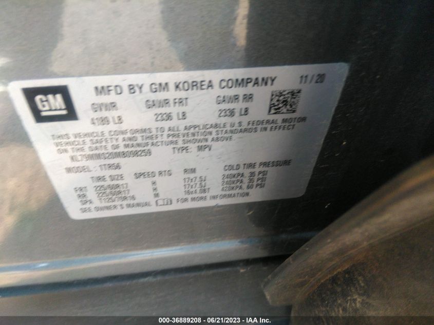 2021 CHEVROLET TRAILBLAZER LS - KL79MMS20MB098259