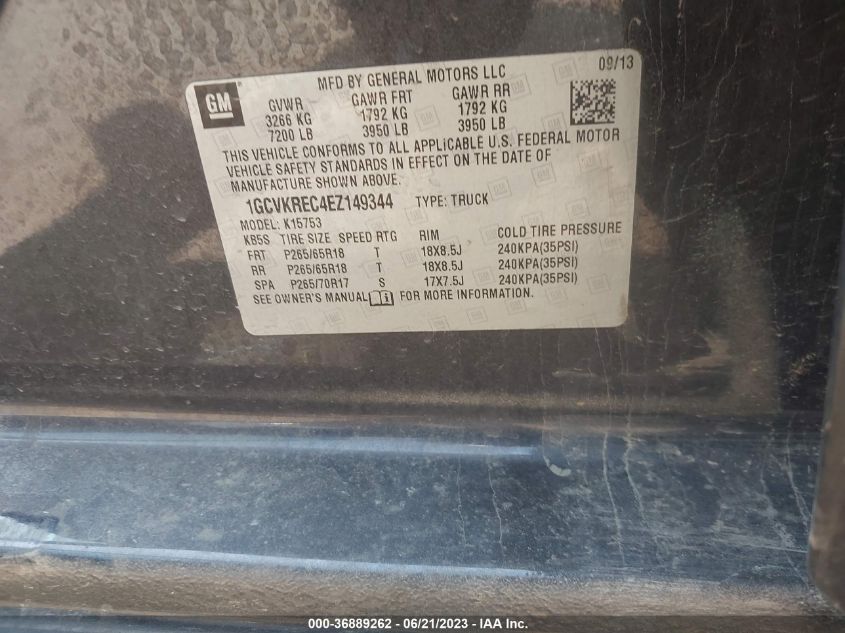 2014 CHEVROLET SILVERADO 1500 LT - 1GCVKREC4EZ149344