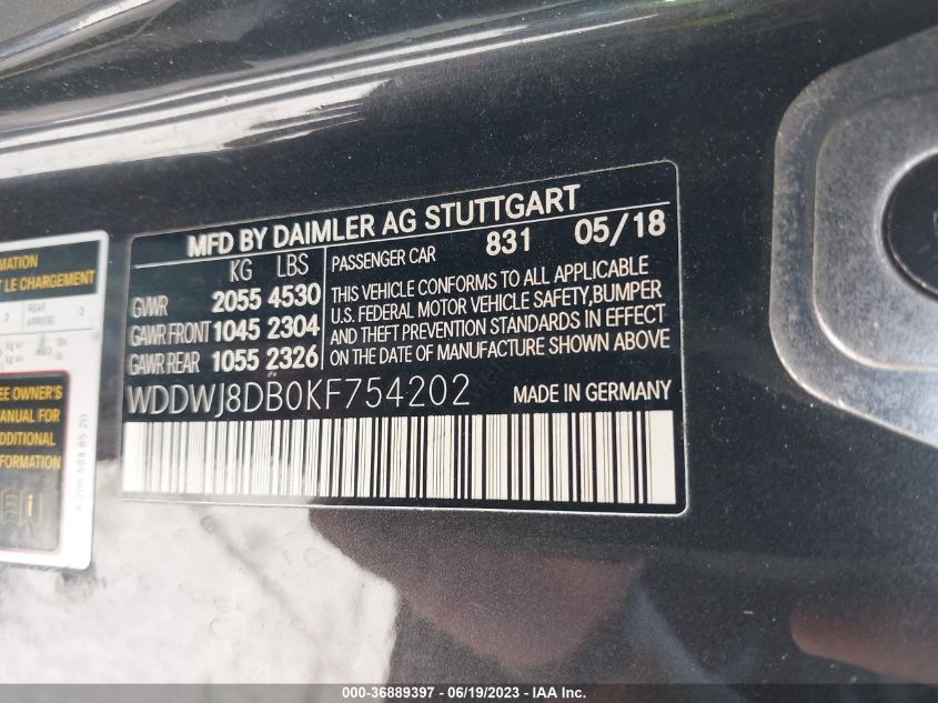 WDDWJ8DB0KF754202 2019 MERCEDES-BENZ C-CLASS, photo no. 9