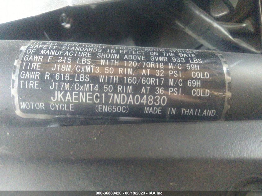 2022 KAWASAKI EN650 C - JKAENEC17NDA04830