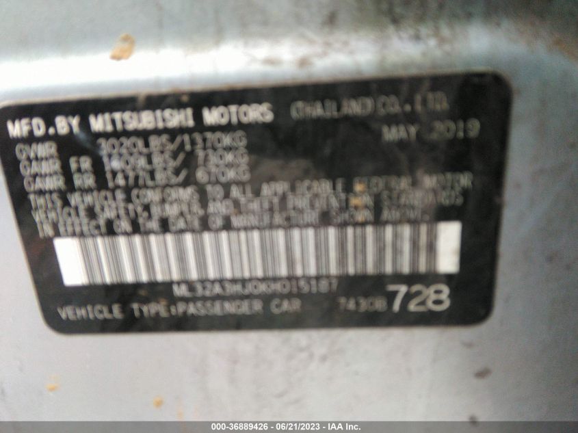 2019 MITSUBISHI MIRAGE ES/RF - ML32A3HJ0KH015187