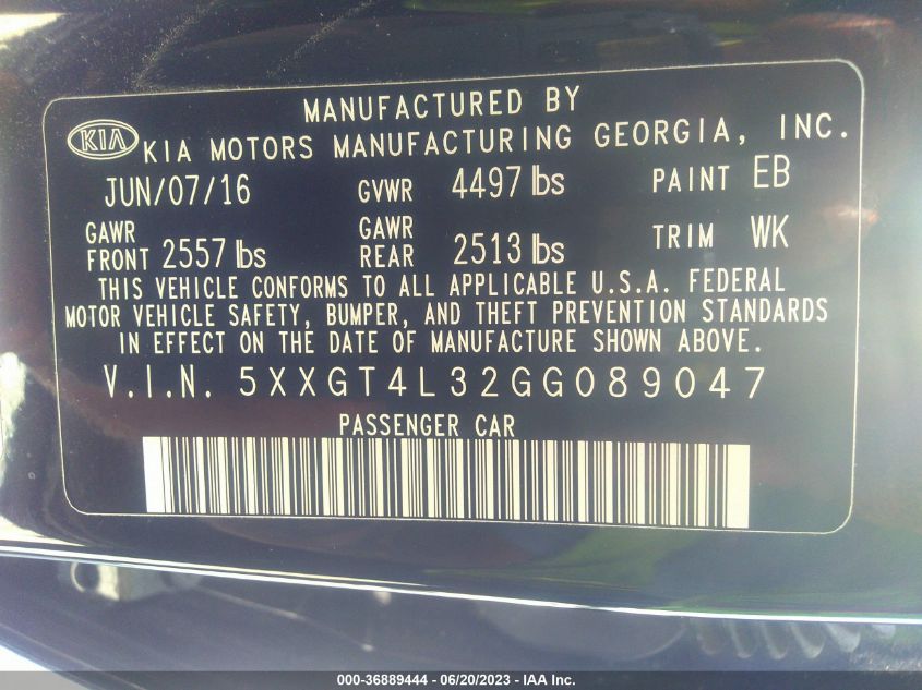2016 KIA OPTIMA LX - 5XXGT4L32GG089047