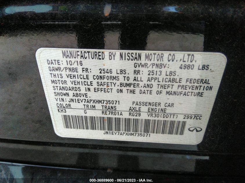 2017 INFINITI Q50 PREMIUM/SPORT/SE - JN1EV7APXHM735071