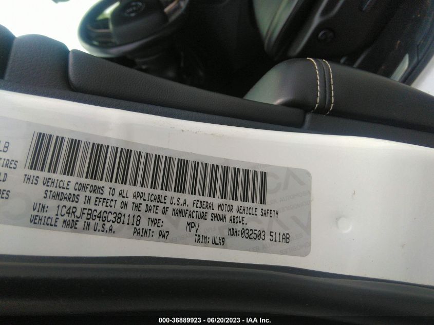 2016 JEEP GRAND CHEROKEE LIMITED - 1C4RJFBG4GC381118