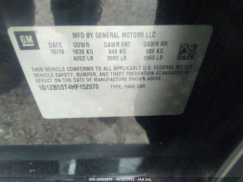 2017 CHEVROLET MALIBU LS - 1G1ZB5ST4HF152970