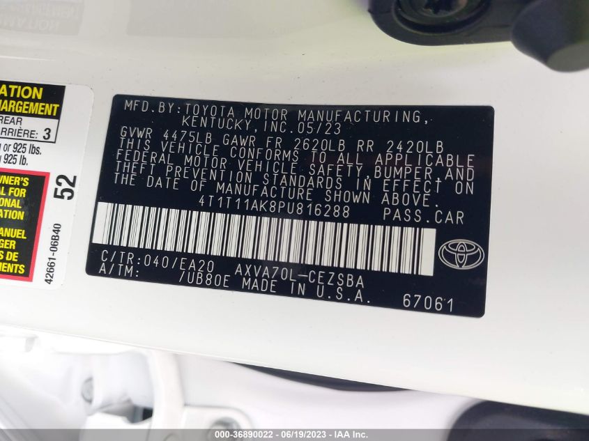 2023 TOYOTA CAMRY SE - 4T1T11AK8PU816288
