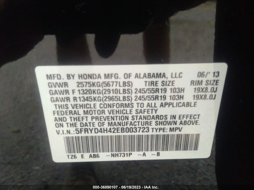 2014 ACURA MDX TECH PKG - 5FRYD4H42EB003723