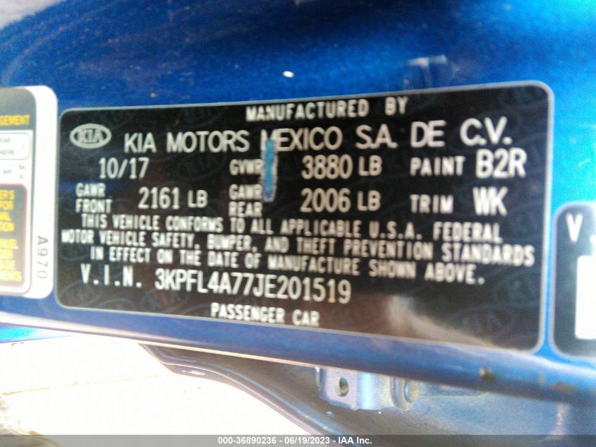 2018 KIA FORTE S - 3KPFL4A77JE201519