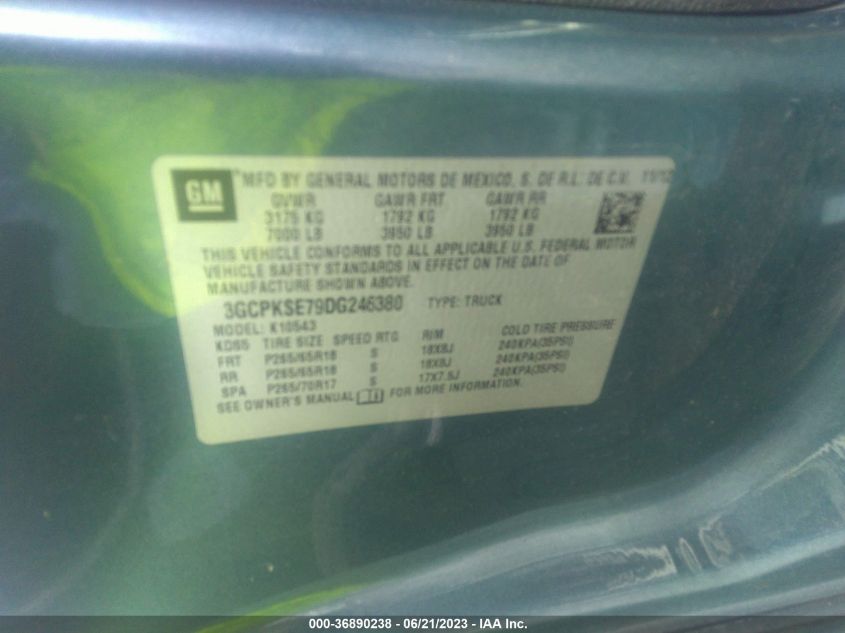 2013 CHEVROLET SILVERADO 1500 LT - 3GCPKSE79DG246380