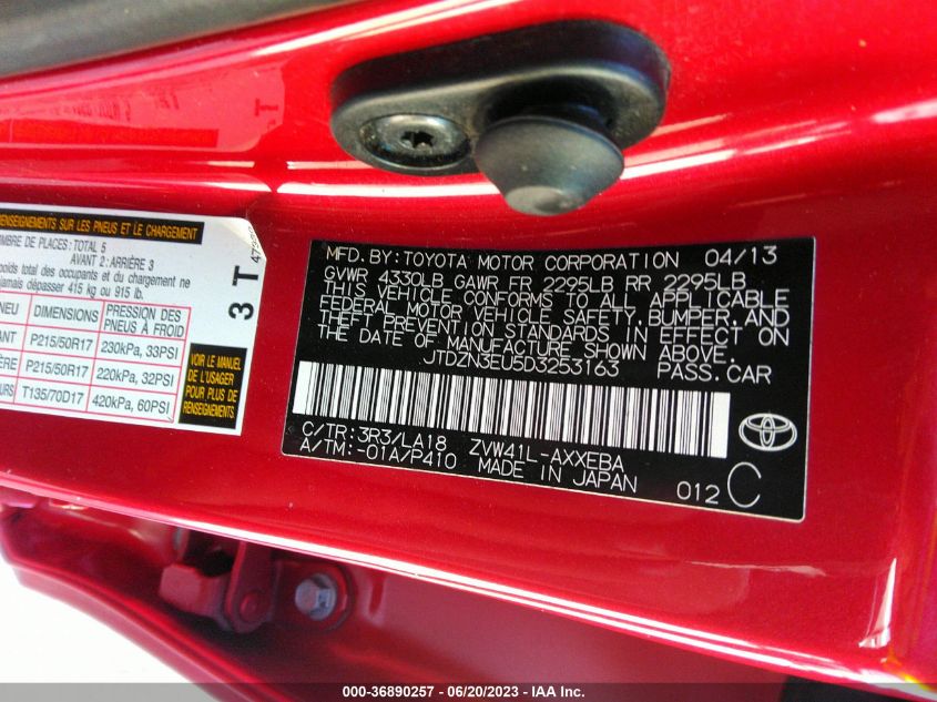 2013 TOYOTA PRIUS V TWO/THREE/FIVE - JTDZN3EU5D3253163