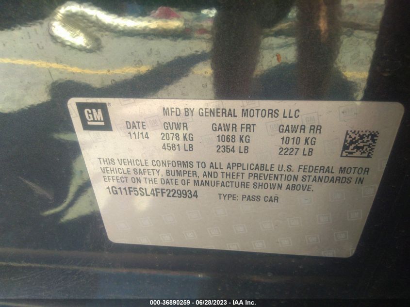 2015 CHEVROLET MALIBU LTZ - 1G11F5SL4FF229934
