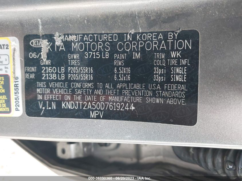 2013 KIA SOUL BASE - KNDJT2A50D7619244