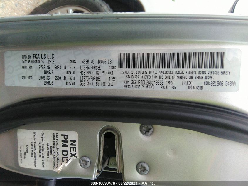 2016 RAM 2500 SLT - 3C6UR5DL2GG140508