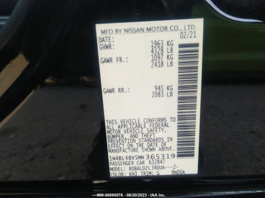 2021 NISSAN ALTIMA 2.5 S - 1N4BL4BV5MN365319