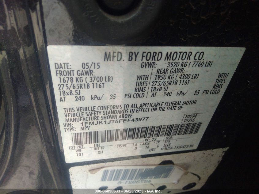 2015 FORD EXPEDITION EL XLT/KING RANCH - 1FMJK1JT5FEF43977