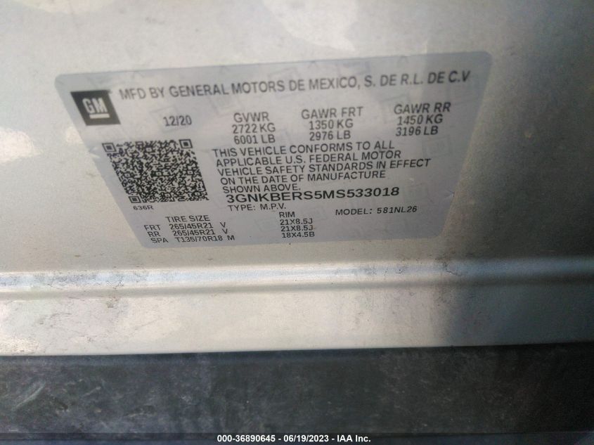 2021 CHEVROLET BLAZER RS - 3GNKBERS5MS533018