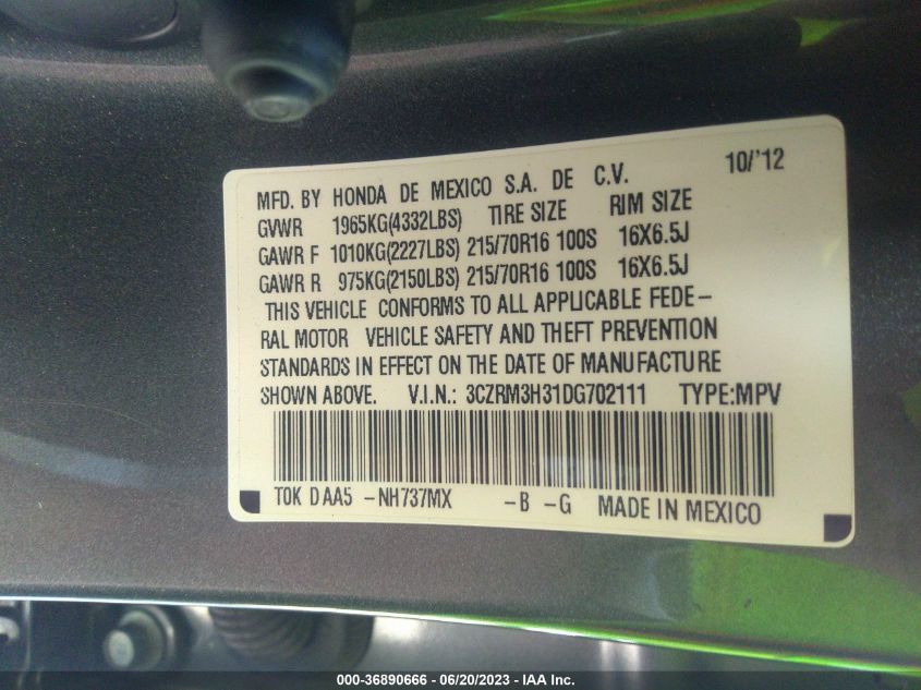 2013 HONDA CR-V LX - 3CZRM3H31DG702111