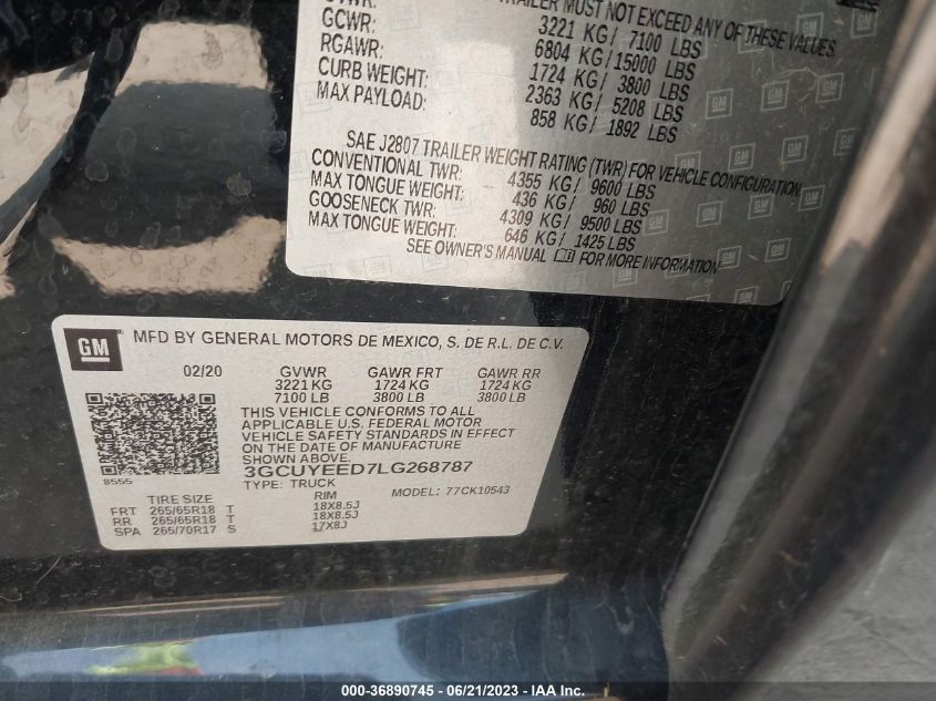 2020 CHEVROLET SILVERADO 1500 RST - 3GCUYEED7LG268787