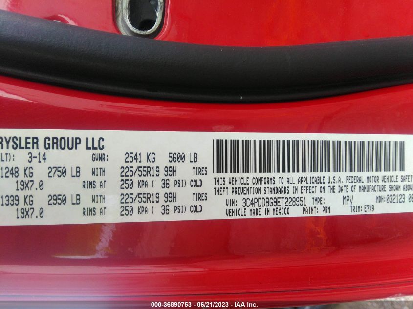 2014 DODGE JOURNEY SXT - 3C4PDDBG9ET228951