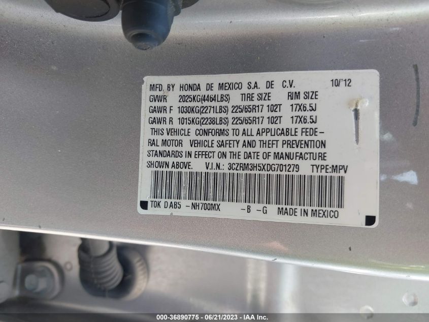 2013 HONDA CR-V EX - 3CZRM3H5XDG701279
