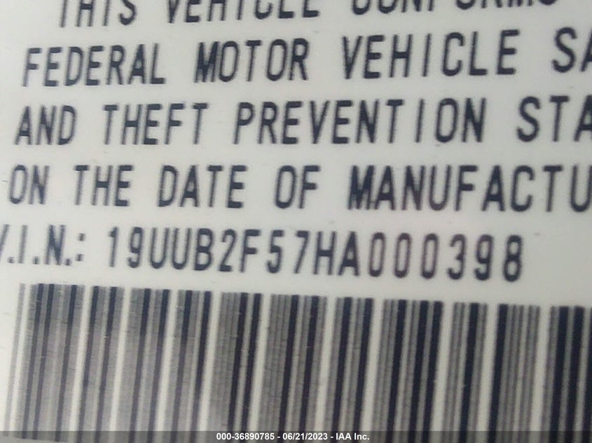 VIN 19UUB2F57HA000398 2017 ACURA TLX V6 W/TECHNOLOGY PKG