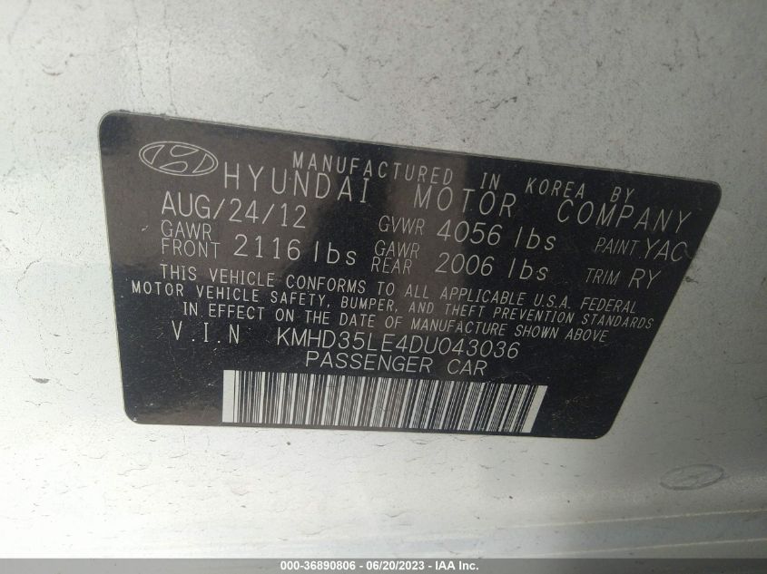 2013 HYUNDAI ELANTRA GT - KMHD35LE4DU043036