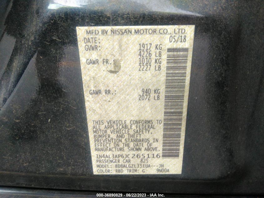 2018 NISSAN ALTIMA 2.5 S - 1N4AL3AP6JC265116