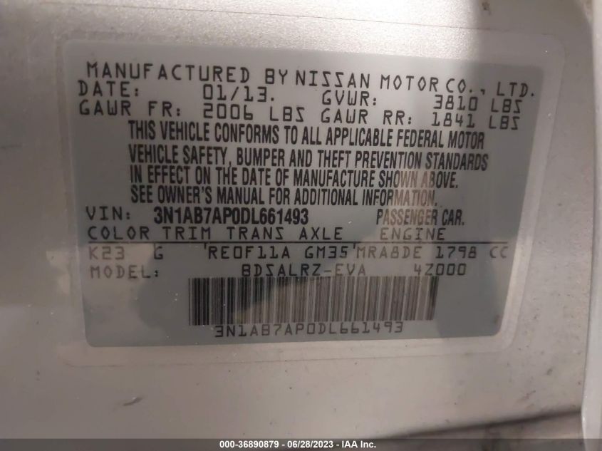 2013 NISSAN SENTRA SR - 3N1AB7AP0DL661493