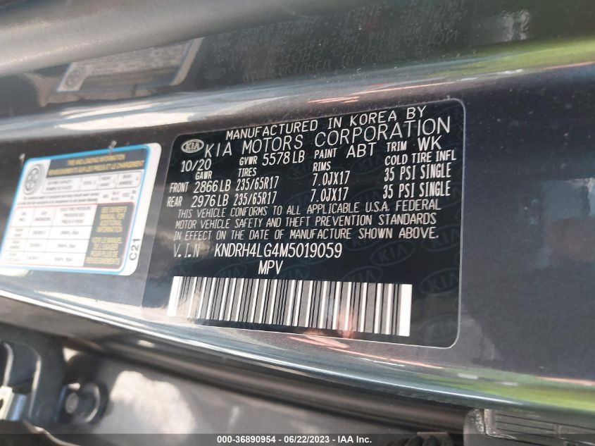 2021 KIA SORENTO HYBRID EX KNDRH4LG4M5019059