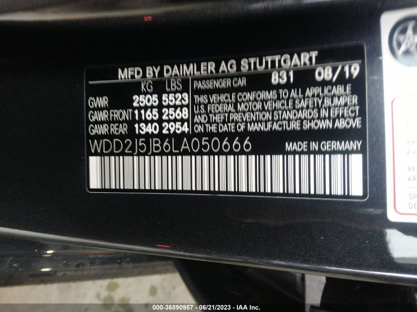 2020 MERCEDES-BENZ CLS 450 WDD2J5JB6LA050666