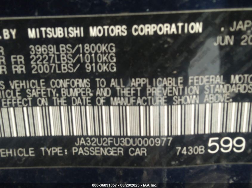 2013 MITSUBISHI LANCER ES/ES SPORT - JA32U2FU3DU000977