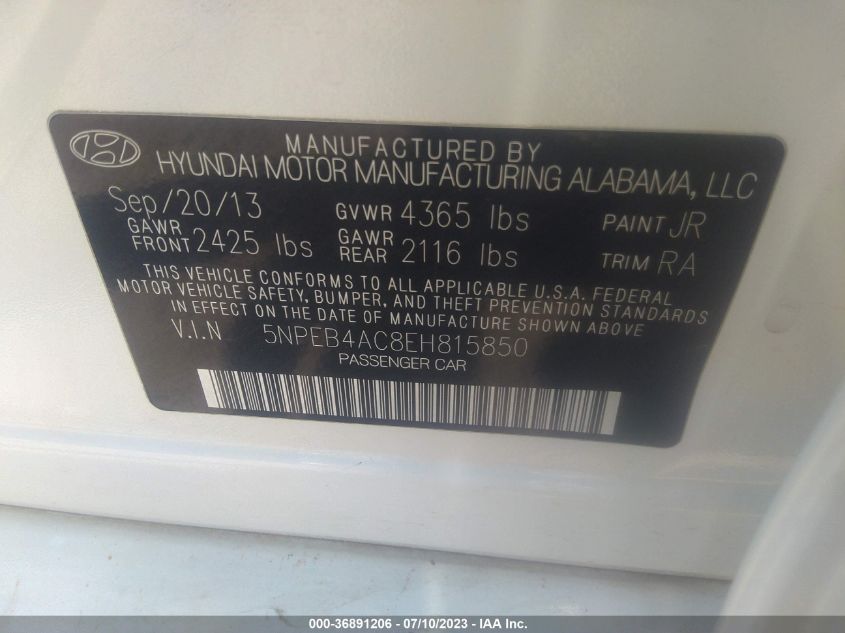 2014 HYUNDAI SONATA GLS - 5NPEB4AC8EH815850