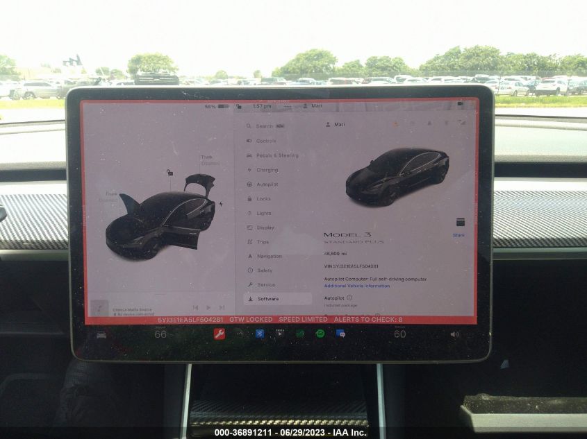 2020 TESLA MODEL 3 STANDARD RANGE - 5YJ3E1EA5LF504281