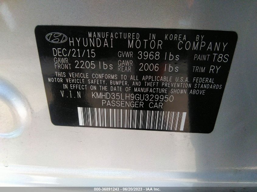 2016 HYUNDAI ELANTRA GT - KMHD35LH9GU329950
