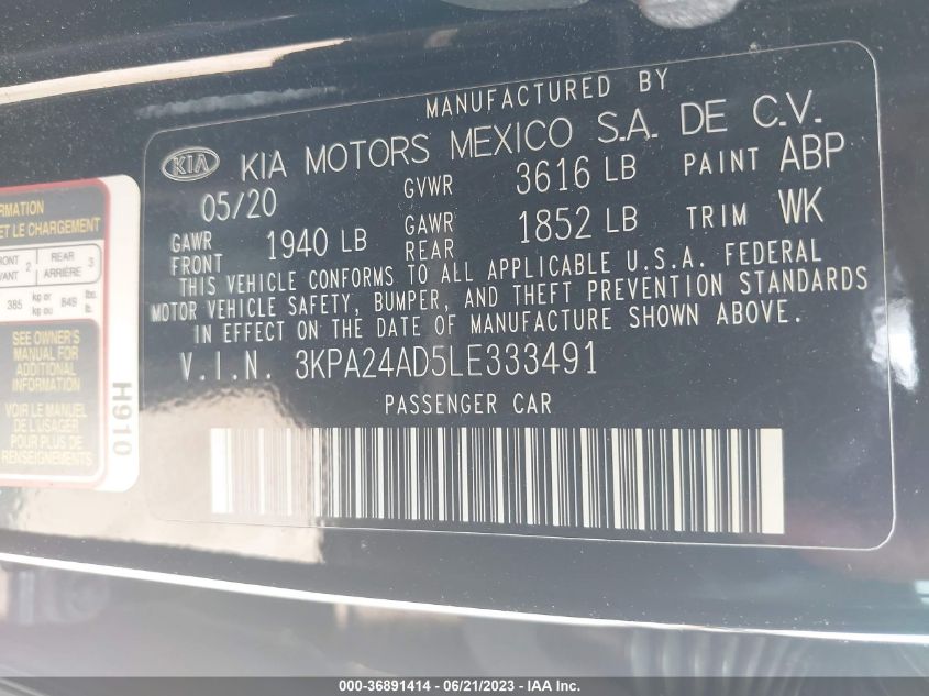 2020 KIA RIO S - 3KPA24AD5LE333491