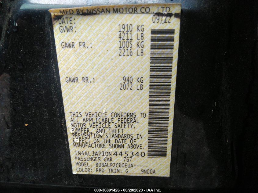 2013 NISSAN ALTIMA 2.5 - 1N4AL3AP1DN445340