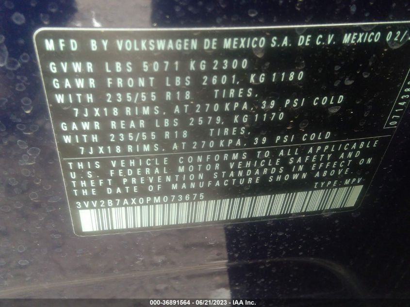 2023 VOLKSWAGEN TIGUAN SE - 3VV2B7AX0PM073675