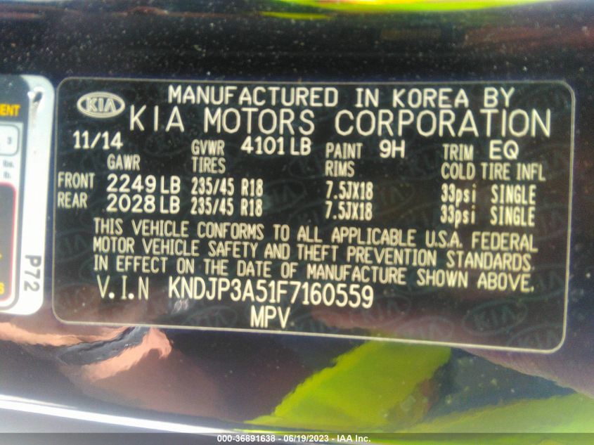 2015 KIA SOUL + - KNDJP3A51F7160559